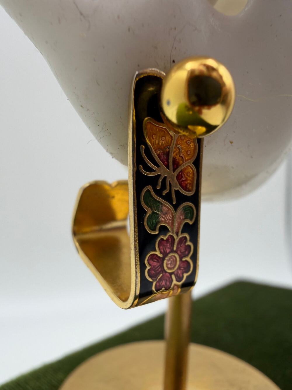 Rare black cloisonné earring jackets with sterling studs